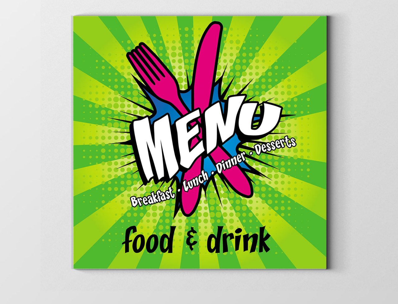 Menu Yemek,İçmek Tablosu Çerçevesiz - 70x70