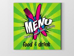 Menu Yemek,İçmek Tablosu Çerçevesiz - 70x70