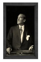 Atatürk Tablosu Siyah Ahşap - 100x200