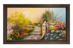 Çiçekler Merdiven Tablosu Kahverengi Ahşap - 50x90