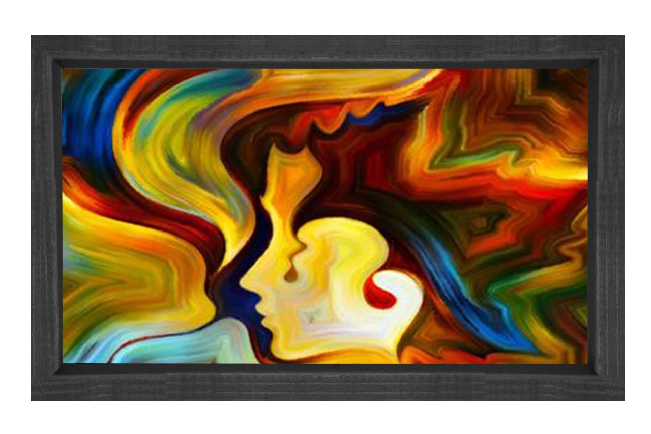 Soyut Reprodüksiyon Tablosu Siyah Ahşap - 100x150
