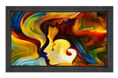 Soyut Reprodüksiyon Tablosu Siyah Ahşap - 100x200