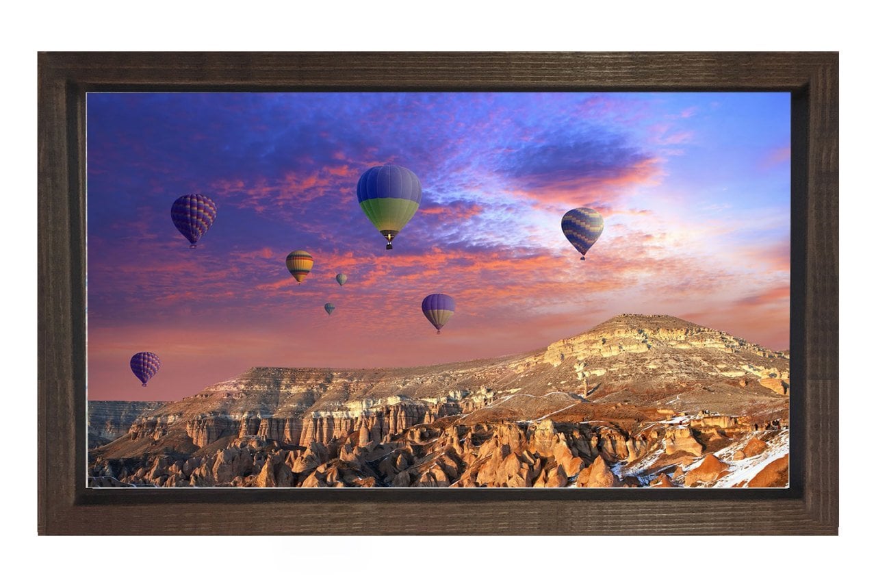 Balon Manzarası Tablosu Kahverengi Ahşap Çerçeve - 45x30
