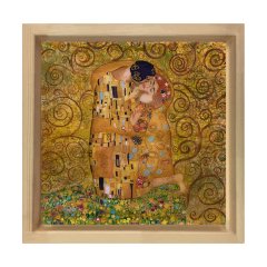 The Kiss Tablosu Naturel Ahşap Çerçeve - 30x30