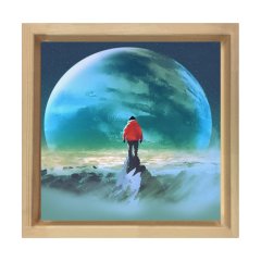 Ay ışığı Tablosu Naturel Ahşap Çerçeve - 100x150