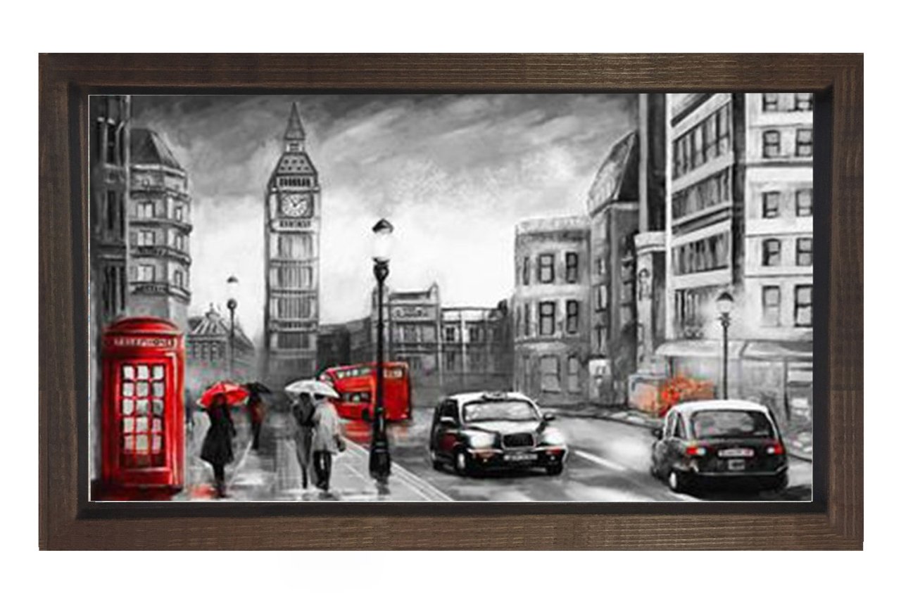 Londra Tablosu Kahverengi Ahşap - 50x70