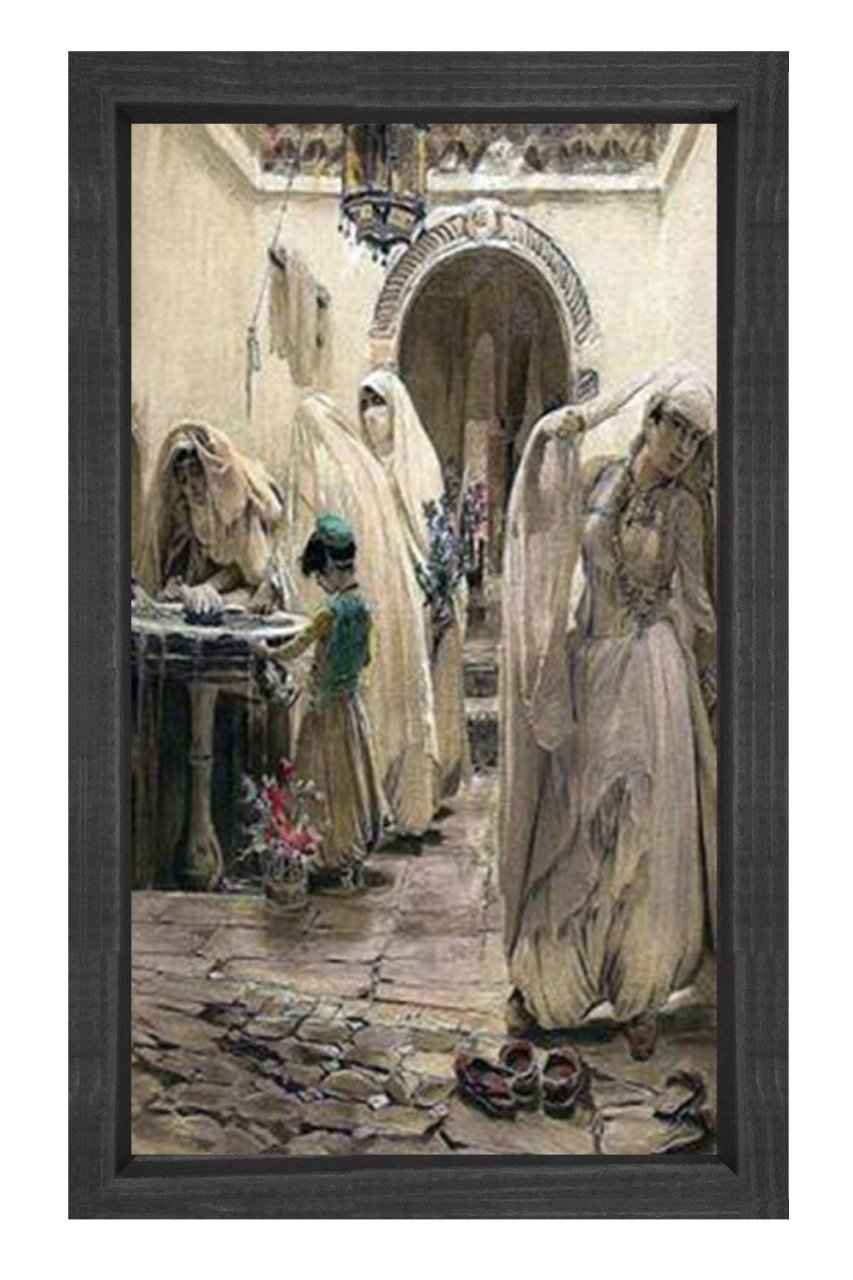Pazaryeri Tablosu Siyah Ahşap Çerçeve - 100x200
