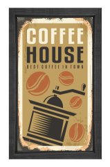 Coffee House Reklam Afiş Tablosu Siyah Ahşap - 50x70