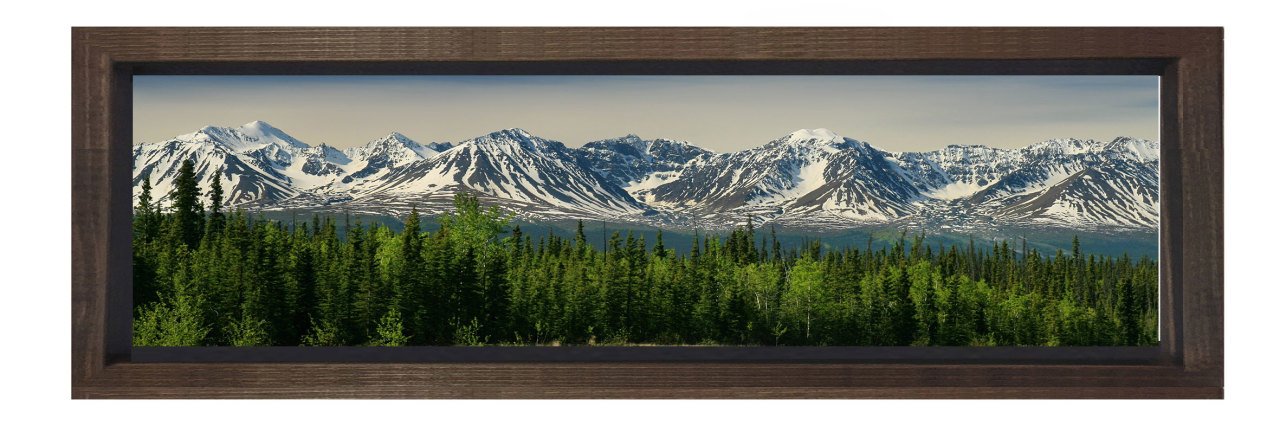 Dağlar Ve Orman Tablosu Kahverengi Ahşap Çerçeve - 120x40