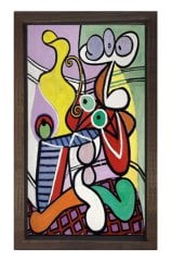 Great Still life on pedestal Tablosu Kahverengi Ahşap Çerçeve - 45x30