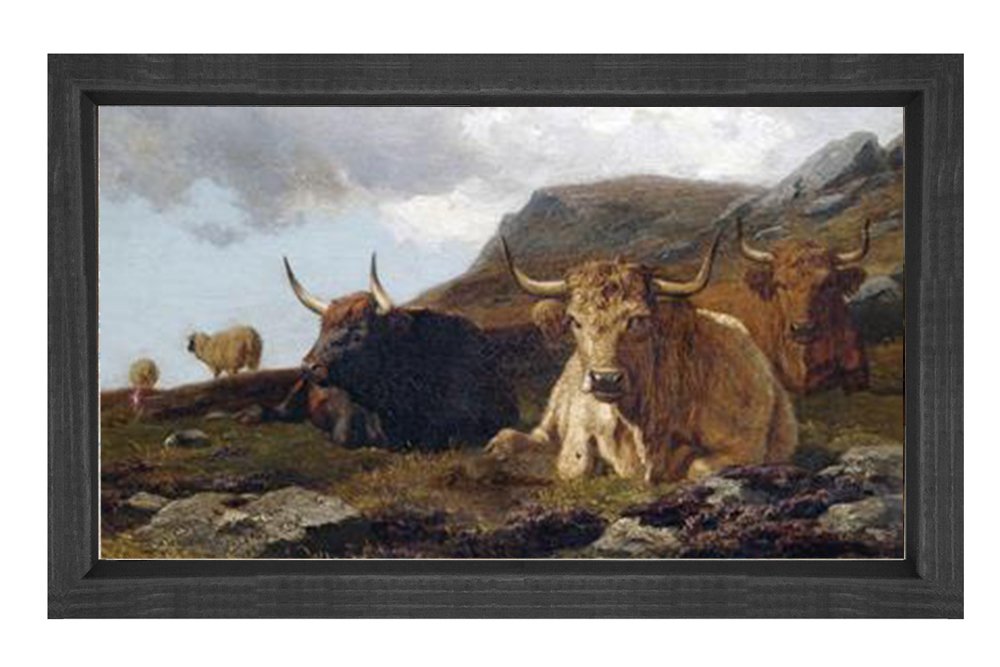 Otlak Hayvanları Tablosu Siyah Ahşap Çerçeve - 100x150