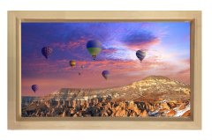 Balon Manzarası Tablosu Naturel Ahşap Çerçeve - 100x200