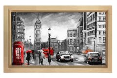 Londra Tablosu Naturel Ahşap - 100x150