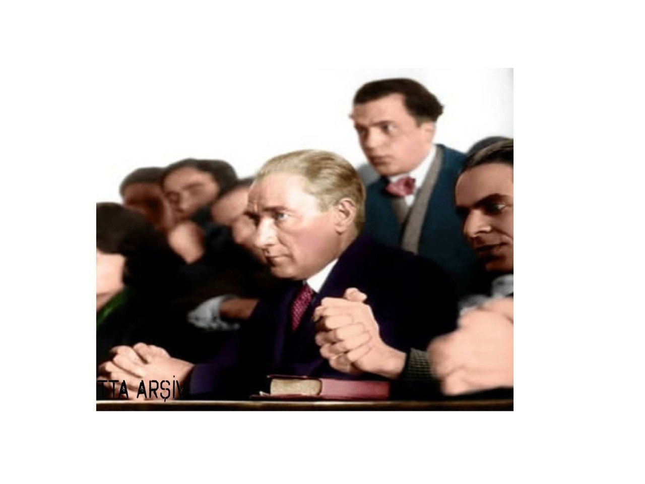 Atatürk Ders dinlerken Çerçevesiz - 50x70