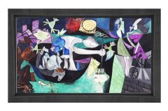 Soyut Tablosu Siyah Ahşap Çerçeve - 100x150
