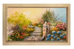 Çiçekler Merdiven Tablosu Naturel Ahşap - 70x100
