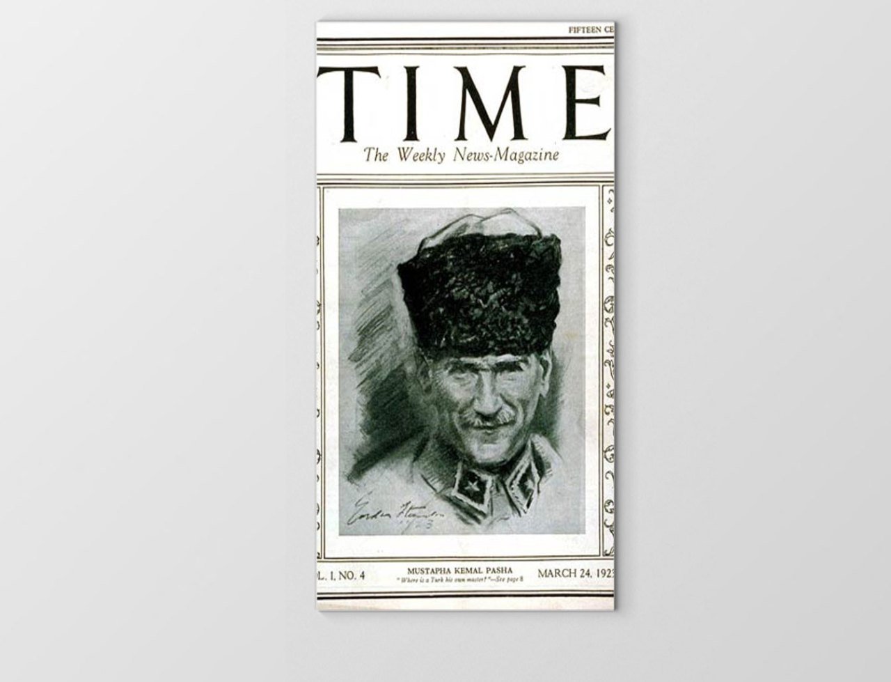Atatürk Times Kapağı Tablosu Çerçevesiz - 70x100