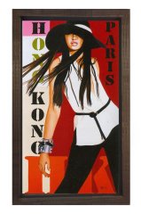 Moda Kadını Tablosu Kahverengi Ahşap Çerçeve - 40x60