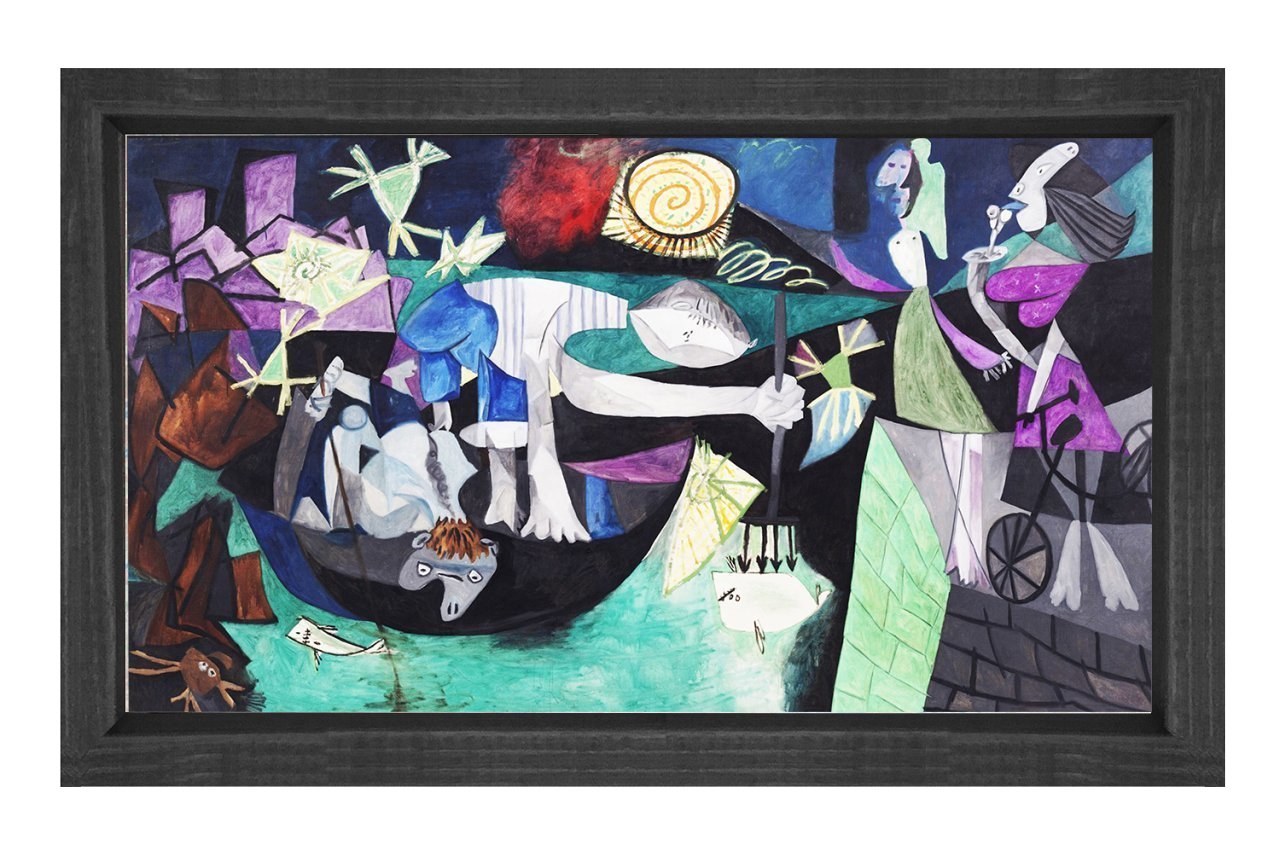 Soyut Tablosu Siyah Ahşap Çerçeve - 100x200