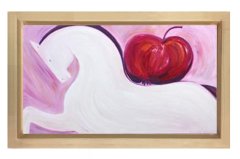 Soyut Elma Atı Tablosu Naturel Ahşap Çerçeve - 100x150