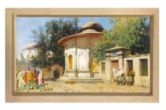 Cami Çeşmesi Tablosu Naturel Ahşap Çerçeve - 100x150