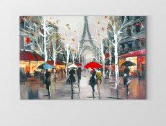Paris Şehir Manzarası Tablosu Çerçevesiz - 70x100