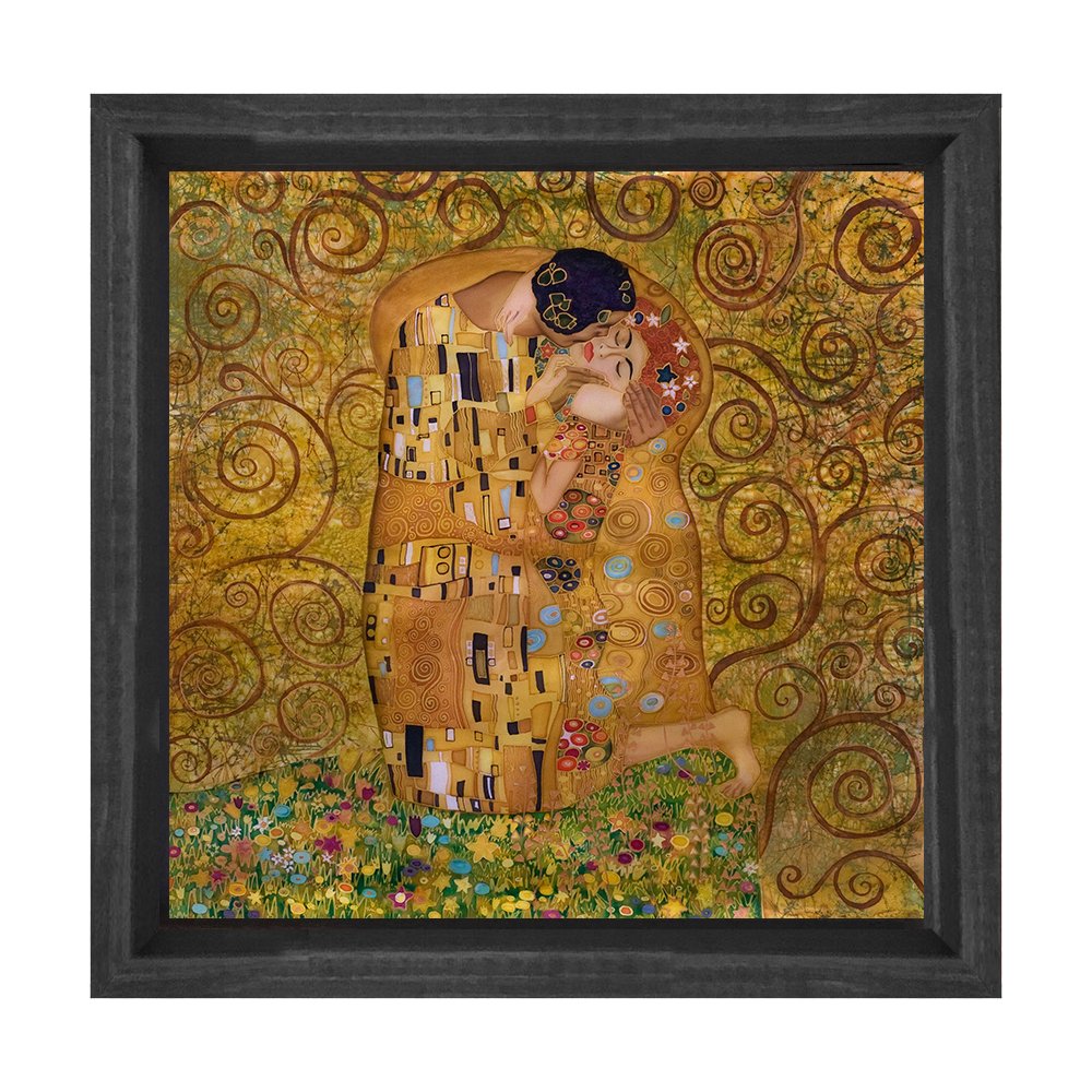 The Kiss Tablosu Siyah Ahşap Çerçeve - 100x100
