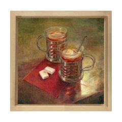 Nescafe Bardakları Reprödiksiyon Tablosu Naturel Ahşap Çerçeve - 30x30