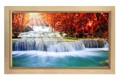 Kırmızılıklı Manzara Şelale Tablosu Naturel Ahşap Çerçeve - 100x150