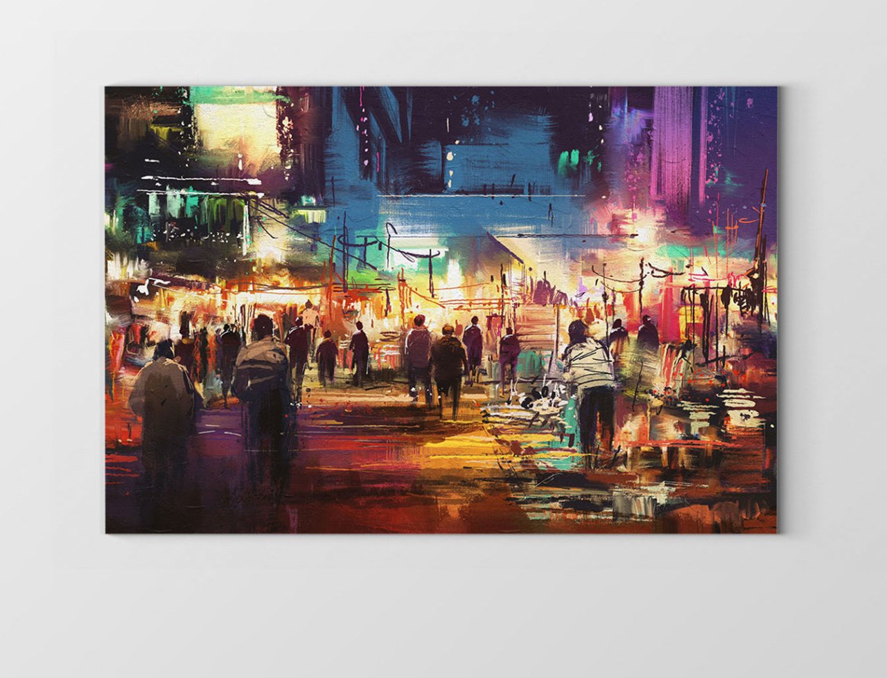 Pazaryeri Şehir Manzarası Tablosu Çerçevesiz - 100x200