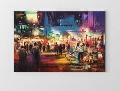 Pazaryeri Şehir Manzarası Tablosu Çerçevesiz - 100x200