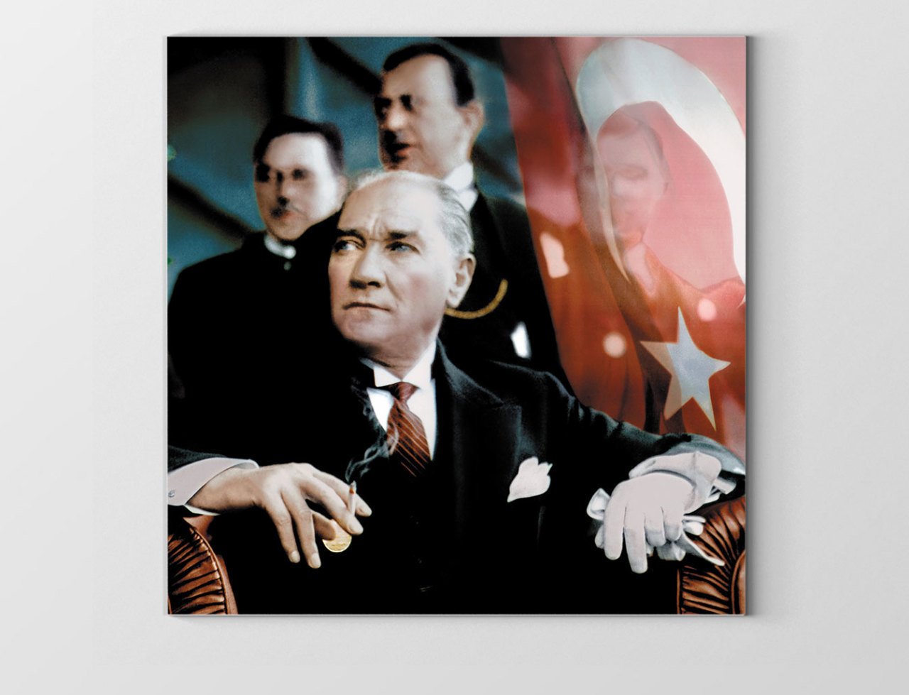 Atatürk Ve Bayrak Tablosu Çerçevesiz - 70x70