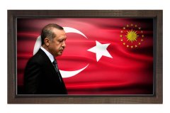 Sayın: Recep Tayyip Erdoğan Tablosu Kahverengi Ahşap Çerçeve - 45x30