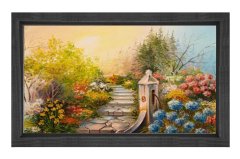 Çiçekler Merdiven Tablosu Siyah Ahşap - 50x70