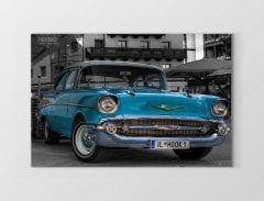 Mavi Klasik Araba Tablosu Çerçevesiz - 40x60