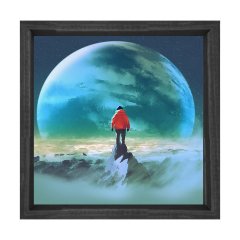 Ay ışığı Tablosu Siyah Ahşap Çerçeve - 45x30