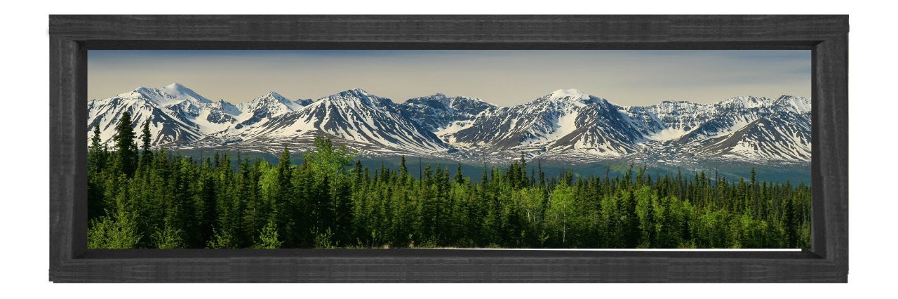 Dağlar Ve Orman Tablosu Siyah Ahşap Çerçeve - 150x50