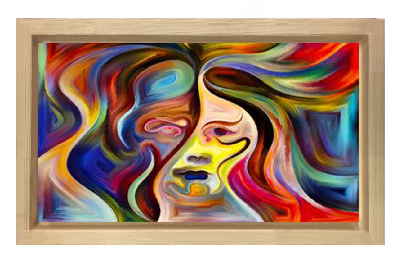 Soyut Reprodüksiyon Tablosu Naturel Ahşap - 45x30