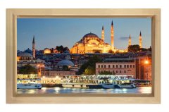 İstanbul ve Gece Tablosu Naturel Ahşap Çerçeve - 50x70