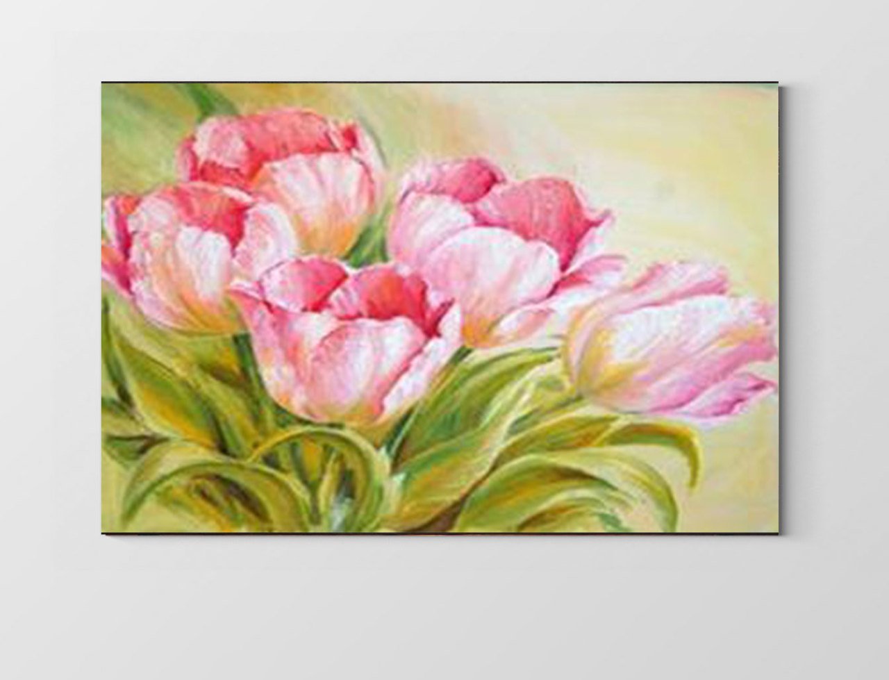 Pembe Gül Çiçekleri Tablosu Çerçevesiz - 45x30