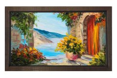 Reprodıksıyon Manzara Tablosu Kahverengi Ahşap - 45x30