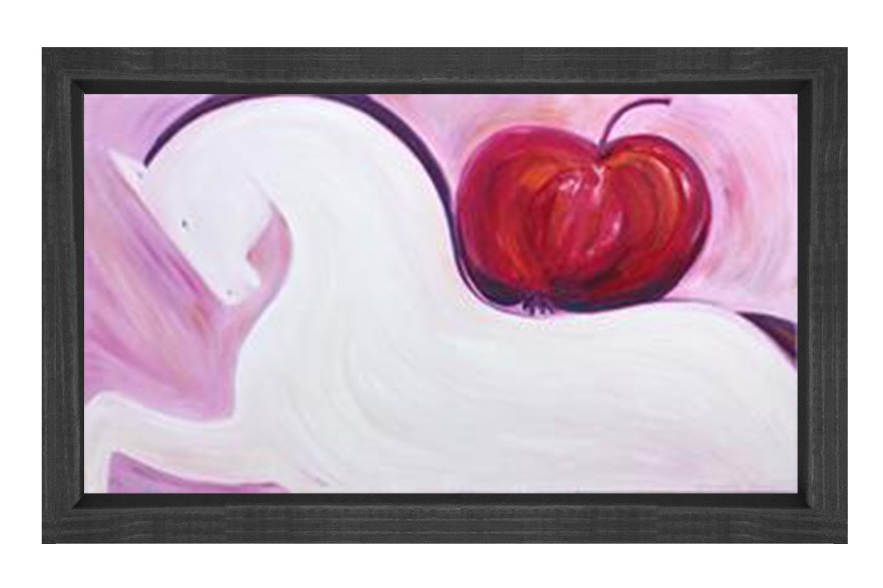 Soyut Elma Atı Tablosu Siyah Ahşap Çerçeve - 45x30