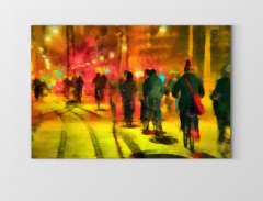 Şehir Sokakları İnsanlar Tablosu Çerçevesiz - 40x60