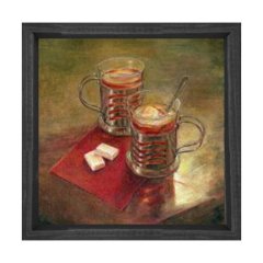 Nescafe Bardakları Reprödiksiyon Tablosu Siyah Ahşap Çerçeve - 50x50