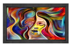Soyut Reprodüksiyon Tablosu Siyah Ahşap - 100x200