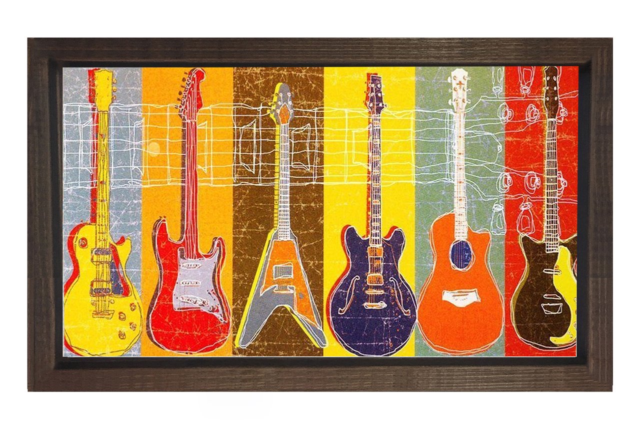 Gitar Türleri Tablosu Kahverengi Ahşap Çerçeve - 45x30