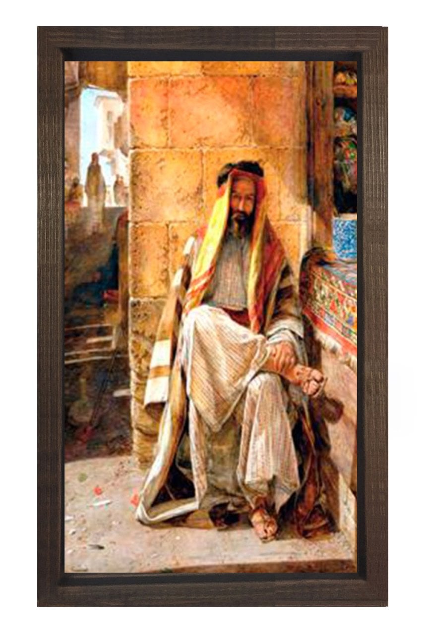 Halı Tüccarı Tablosu Kahverengi Ahşap Çerçeve - 50x90