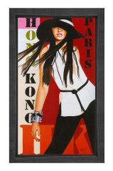 Moda Kadını Tablosu Siyah Ahşap Çerçeve - 40x60