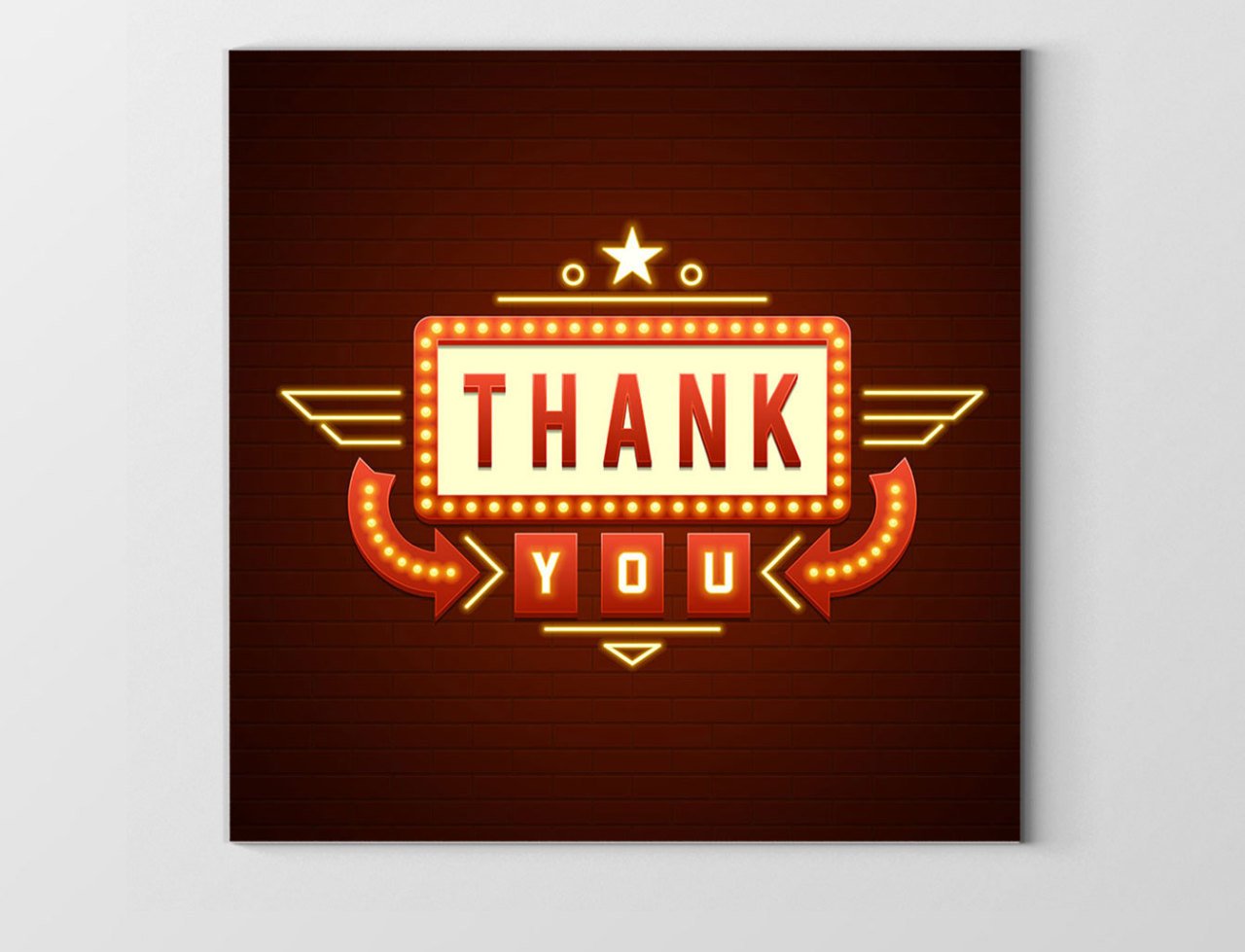 Thank You Yazısı Tablosu Çerçevesiz - 80x80