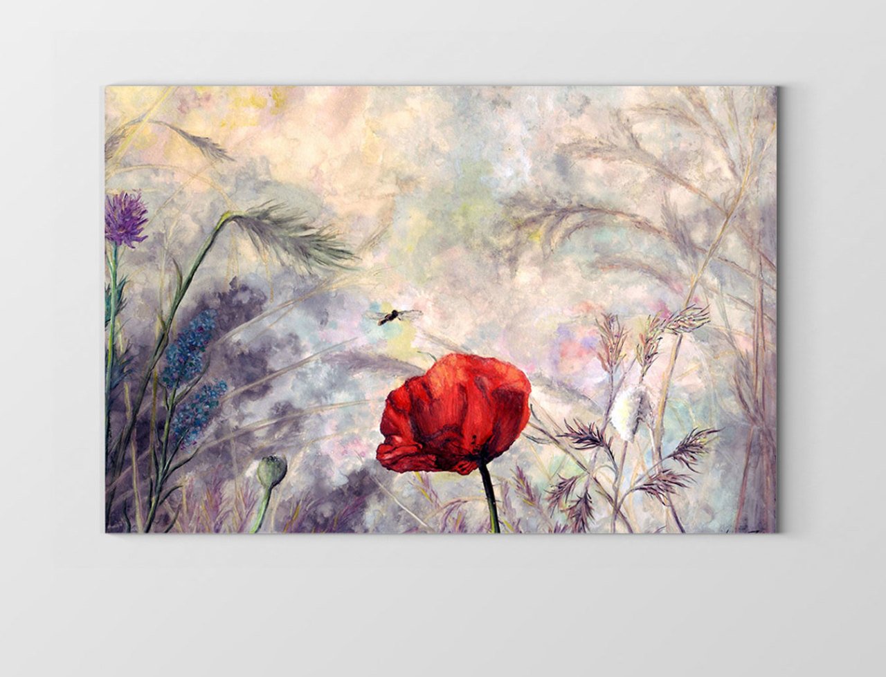 Sadelik ve Gelincik Çiçeği Tablosu Çerçevesiz - 70x100